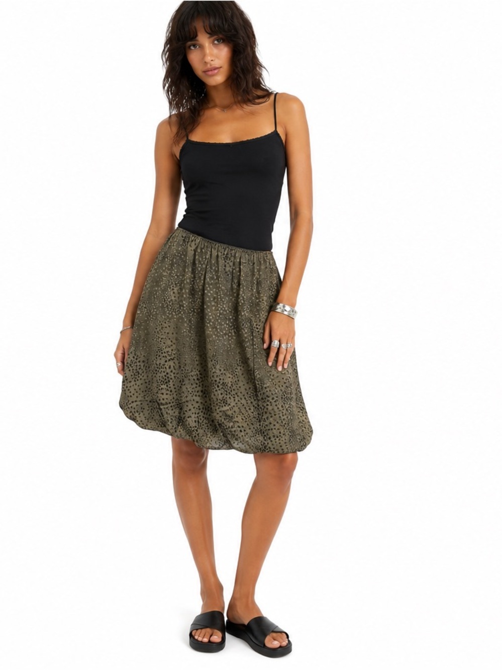 Vintage Montelle  Animal Print Slip Skirt Olive Black Made in Canada Large